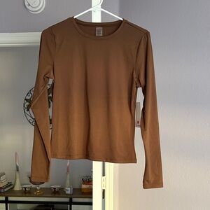 Elegant Brown Long Sleeve Top